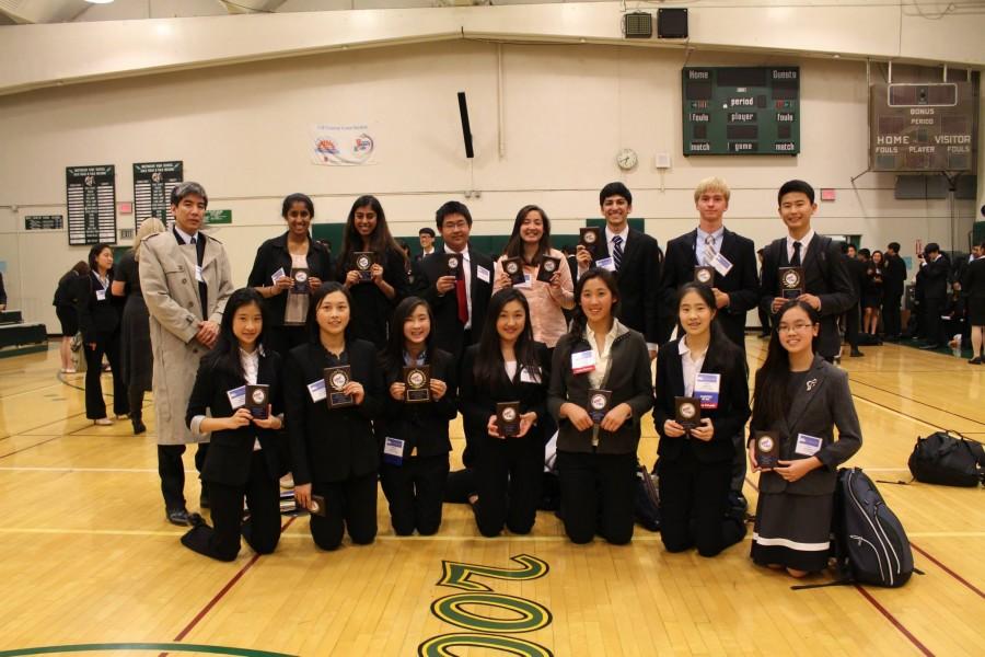 FBLA+members+who+won+awards+in+their+events+pose+with+co-advisor+Derek+Miyahara+after+the+conference.+Five+club+members+qualified+at+the+BSLC+for+the+State+Leadership+Conference+in+April.+Photo%3A+Courtesy+Michelle+Deng