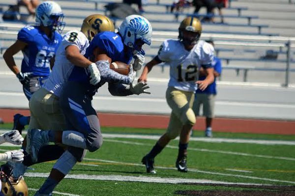 Senior Patrick Vargas rushes against Soquel. Photo by Kunal Pandit.