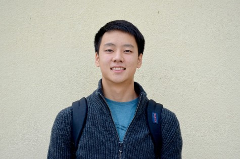 Junior Andrew Lee smiles for a photo. Andrew worked as an intern at a startup called Math Chat over the summer. Photo by Kunal Pandit.