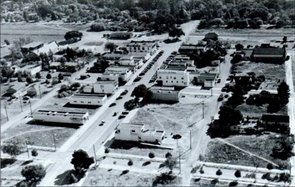 Downtown Los Altos in 1944, from the view of a U. S. Navy blimp. As told by long time Los Altos resident Armand King, being a teenager in Los Altos during the 1950s was a very different experience from that of today. Photo courtesy Don McDonald. 