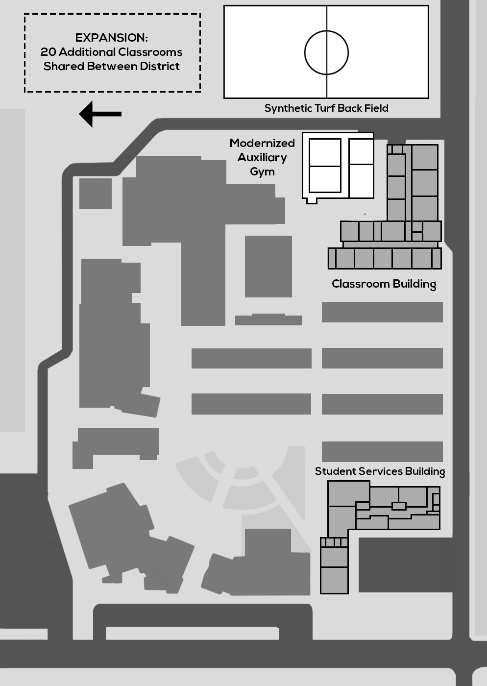 The latest version of the Facilities Master Plan includes more developed athletic facilities and auxiliary funds for 20 additional classrooms within the district to accommodate for future student growth. Carissa Lee.