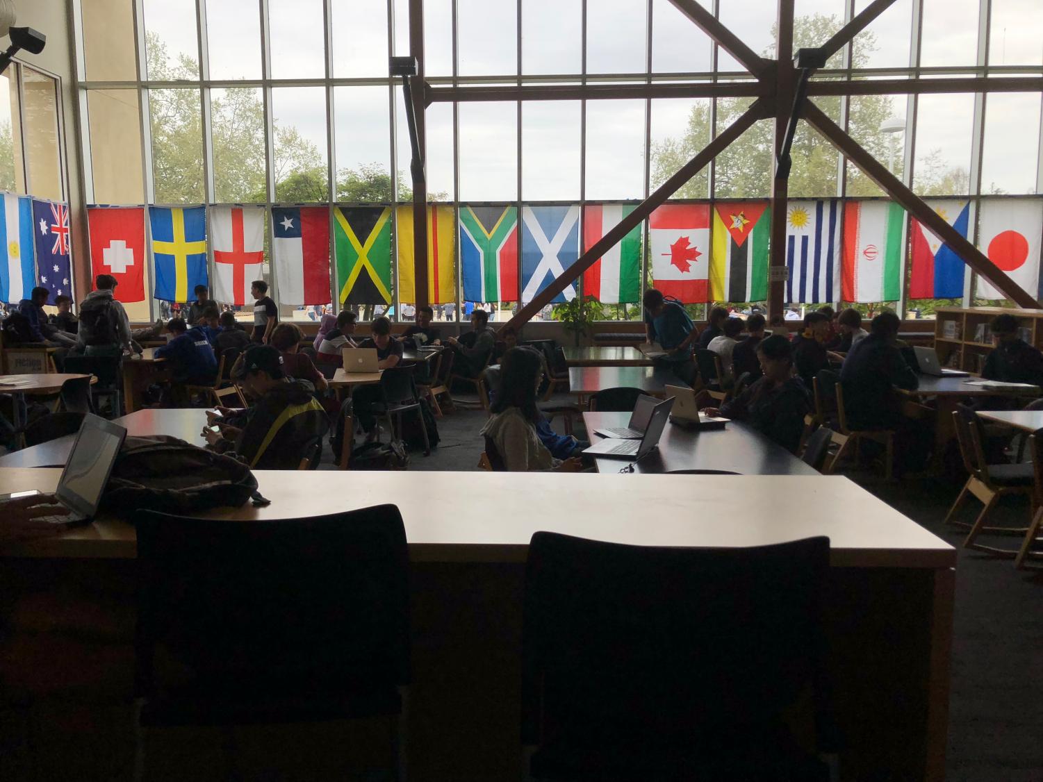 The library's flags are part of Los Altos' Diversity Week, which will culminate in the Diversity Assembly tomorrow. Los Altos police are investigating a potential threat to the assembly, which will go through as planned tomorrow with increased police presence.