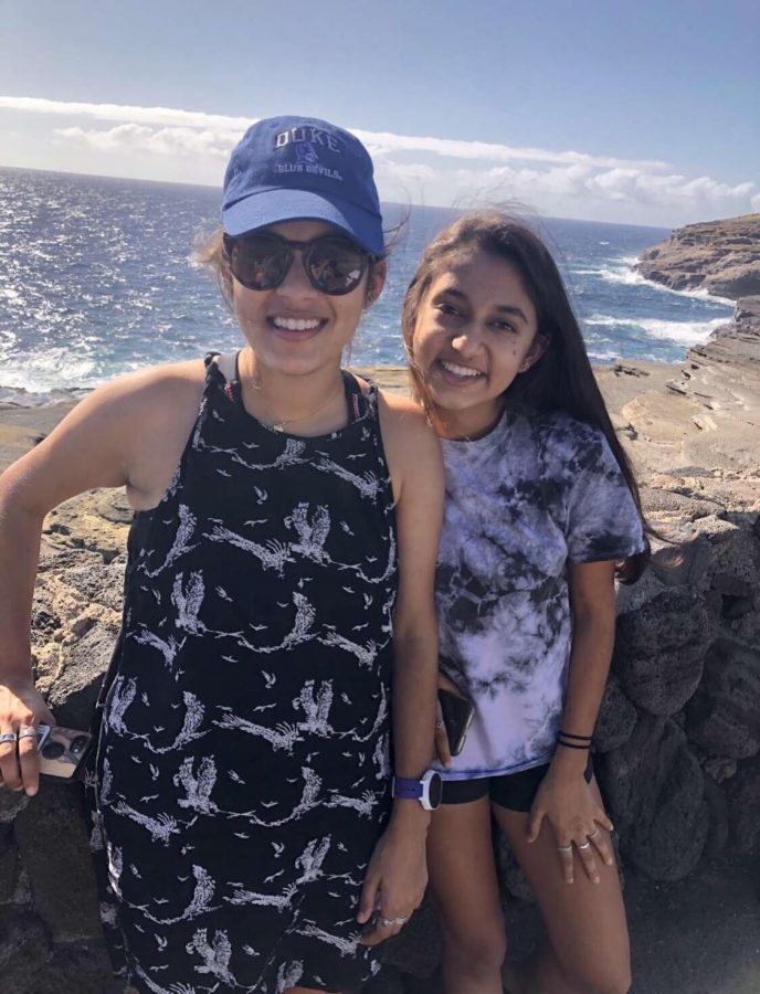 For April Fools, Sophomore Diya Gupta (right) took eyeliner and put it on the rims of her sister Los Altos alumna Anya Guptas (left) glasses. 