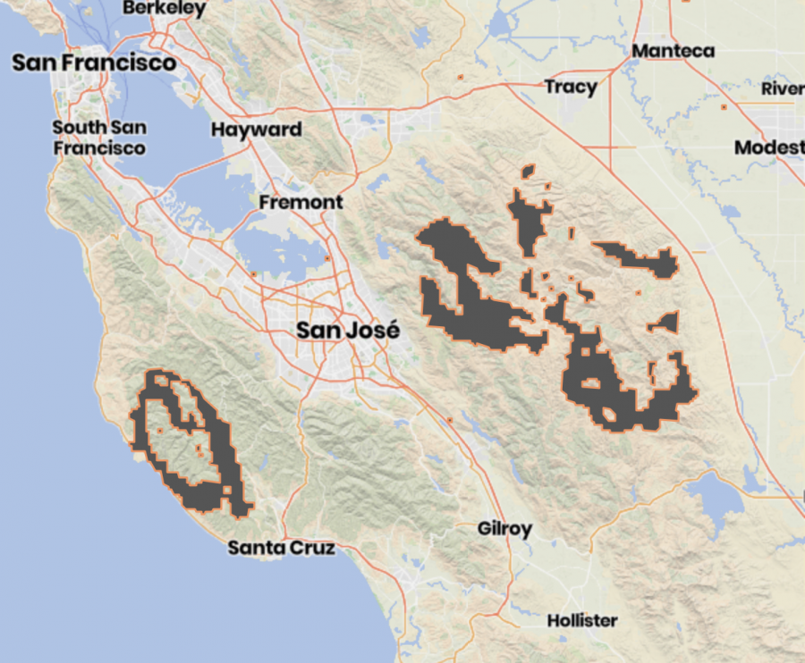 The SCU fires are burning in the east, CZU in the southwest, and LNU in the north, out of frame in Vacaville

