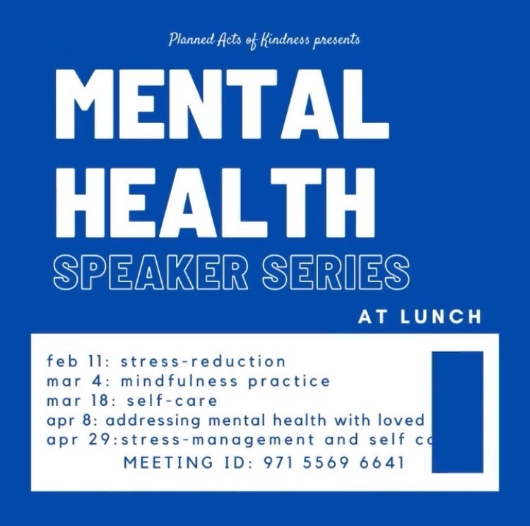 In an effort to help students strengthen their mental health practices, Los Altos High School’s Planned Acts of Kindness Club is organizing a virtual mental health speaker series with lunch presentations held every other Thursday. 