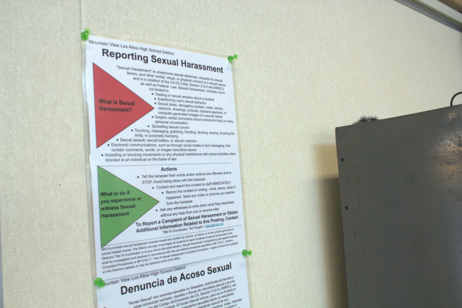 A photo of the sexual harassment posters distributed to teachers this year. The District updated its Title IX sexual harassment policy this year, including creating a team specifically dedicated to handling Title IX harassment cases. 
