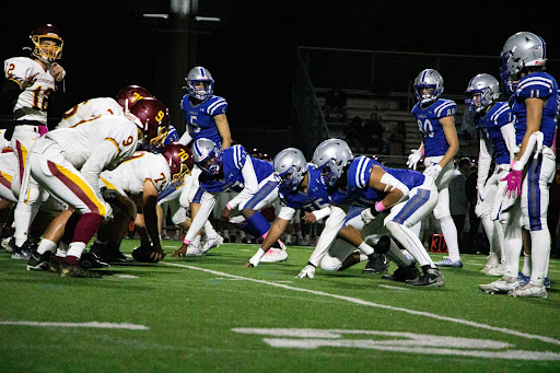 The eagles line up on defense during the second quarter.