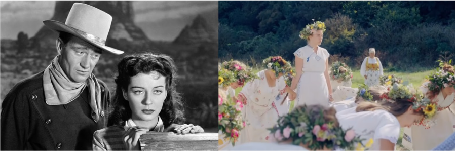 The 1947 Western film “Angel and the Badman” is pictured next to A24’s 2019 “Midsommar.” Both films are symbolic of the genres the film industry leaned toward at the time. 