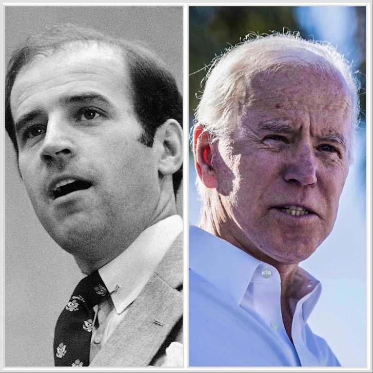 Above, President Biden as featured over 53 years in American politics. The young, the aged: Who’s your favorite Biden? (Photo republished from the Wall Street Journal via fair use)