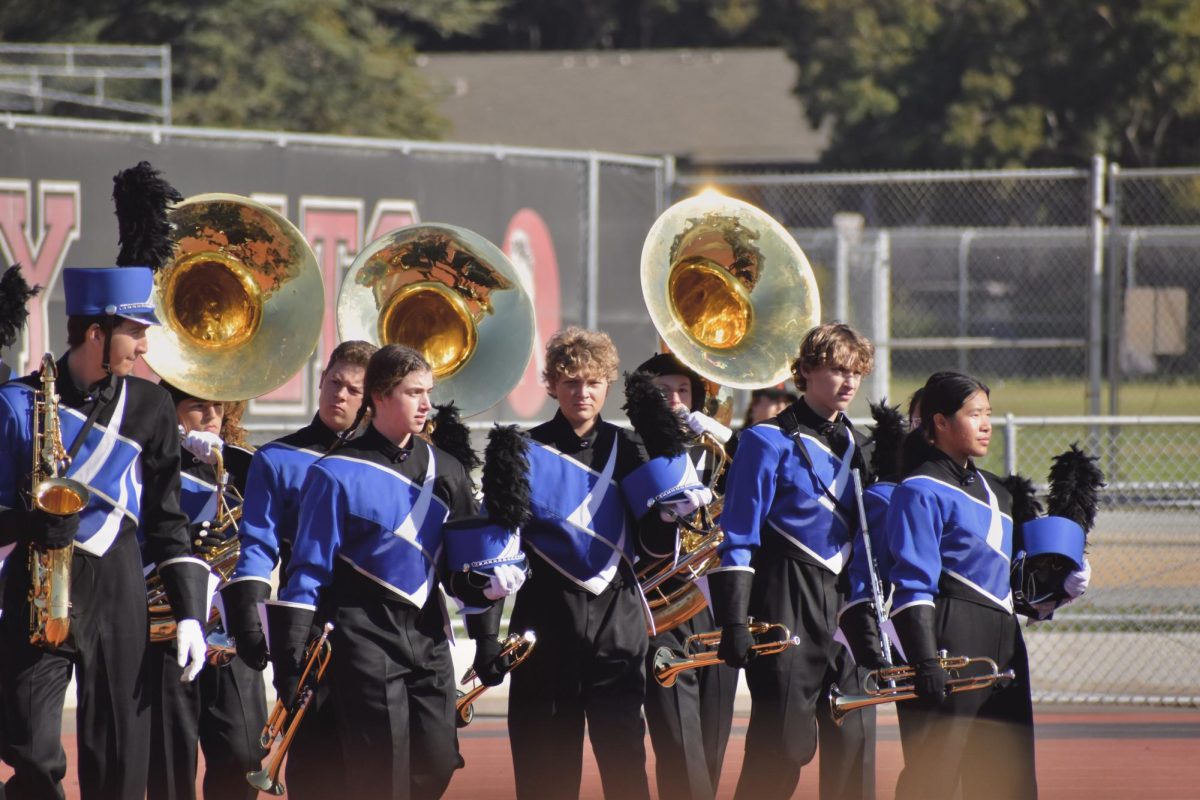 The Los Altos High School Marching Band & Color Guard (MBCG) compete at the 2023 WBA Class Championships in Sacramento. Though it’s a costly activity, the recent policy passed aims to increase student accessibility. 