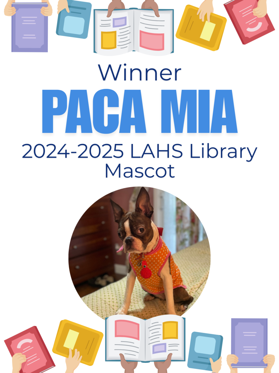 Boston terrier Paca Mia is the newly chosen mascot of the LAHS library.