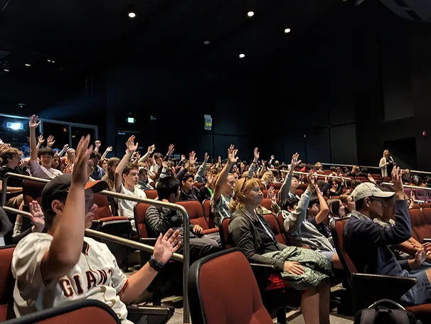 Students attend a talk from last year’s STEAM Week event.