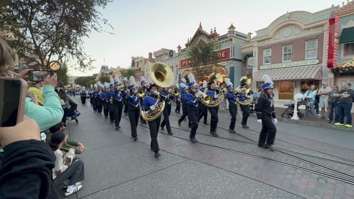 Los Altos Marching Band performs in a parade during their first annual Disneyland trip since COVID-19.