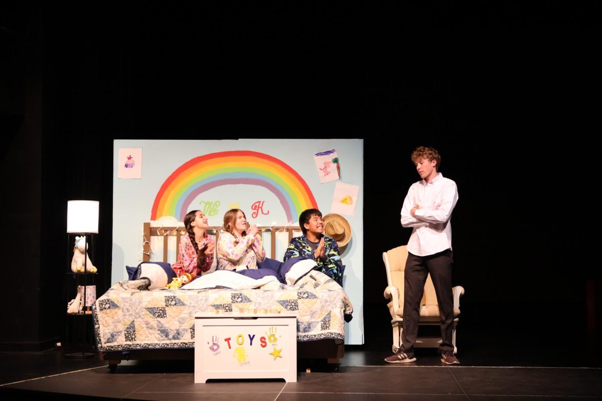  Broken Box actors practice in the Eagle theatre during tech week for  "Bedtime Stories (As Told by Our Dad) (Who Messed Them Up)."