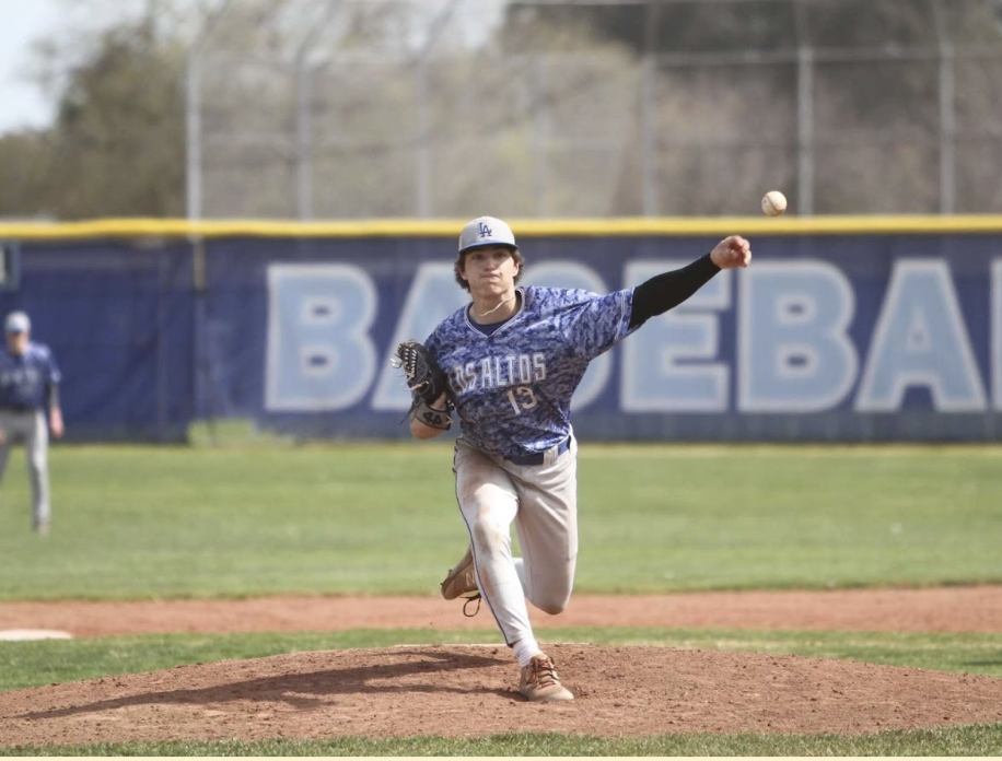 Senior Emmett Heath throws a pitch in his junior season playing for Los Altos. Emmett committed to play baseball in college for Pomona Pitzer College in December. 