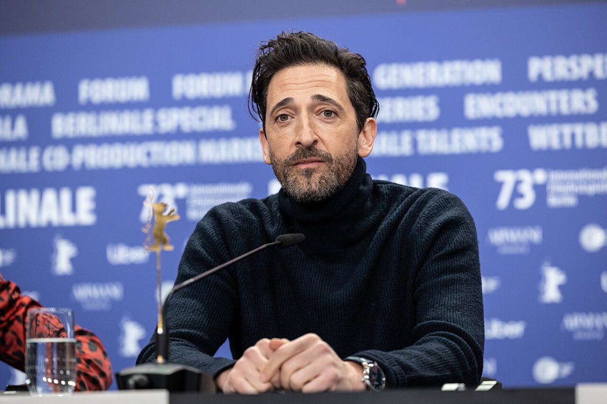 The winner of the Best Actor award, Adrien Brody, speaking at the Berlin Film Festival in 2023.