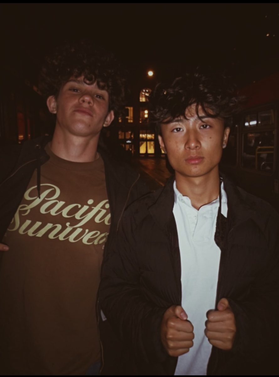 Francis Ruan (right) with a friend. Francis is this year's graduation speaker.