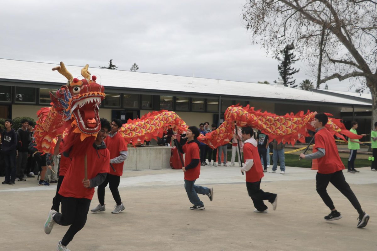 Mandarin students perform the Dragon Dance in the quad to bring good fortune during LAHS’s celebration of Lunar New Year.