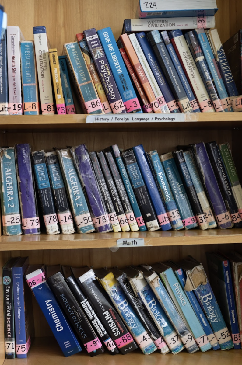 The library aims to have one copy of every textbook available for students to use. 